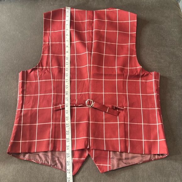 Men’s Check Plaid 3 Piece Suit Double Breasted Peak Lapel 42 Jacket 38 Pants NEW - Picture 16 of 16